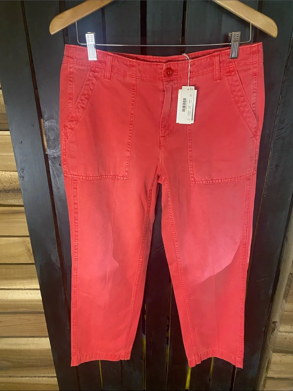 NWT J. Crew Women's pink Crop pants rear button Pockets size 6 inseam 26”